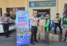 Komunitas Ojol Terima Baksos dari Satlantas Polres Batu